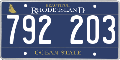 RI license plate 792203