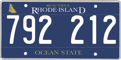 RI license plate 792212