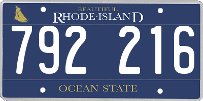 RI license plate 792216