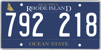 RI license plate 792218