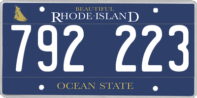 RI license plate 792223