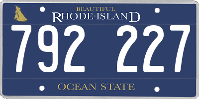 RI license plate 792227