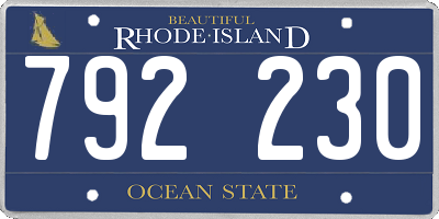 RI license plate 792230