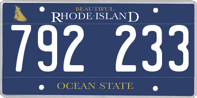 RI license plate 792233