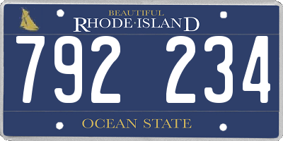 RI license plate 792234