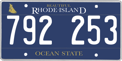 RI license plate 792253