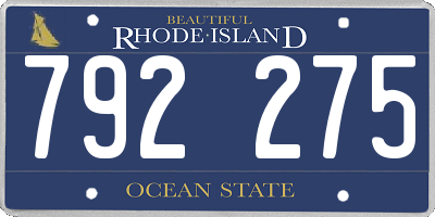 RI license plate 792275