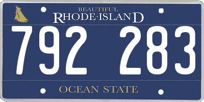 RI license plate 792283