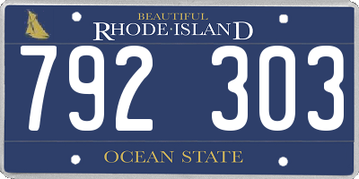 RI license plate 792303