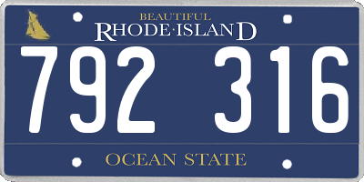 RI license plate 792316