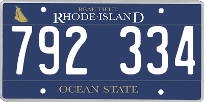 RI license plate 792334
