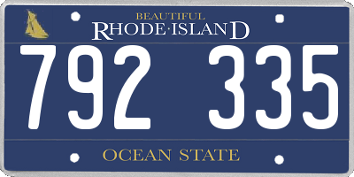 RI license plate 792335