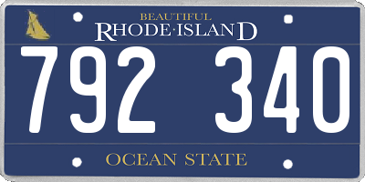 RI license plate 792340