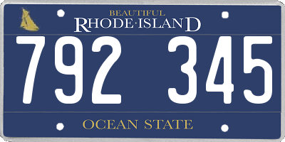 RI license plate 792345