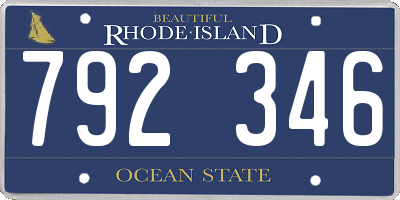 RI license plate 792346