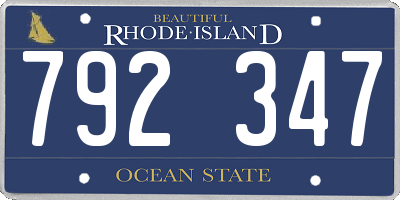 RI license plate 792347