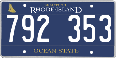 RI license plate 792353