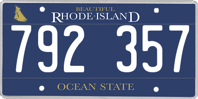 RI license plate 792357