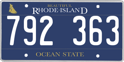 RI license plate 792363