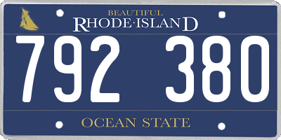 RI license plate 792380