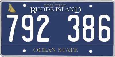 RI license plate 792386
