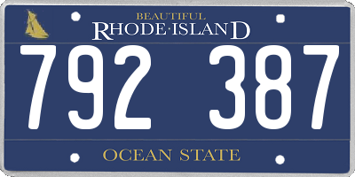 RI license plate 792387
