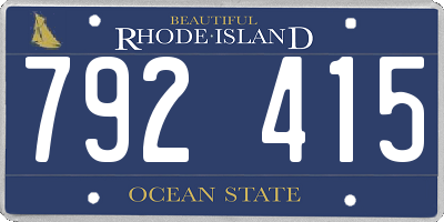RI license plate 792415