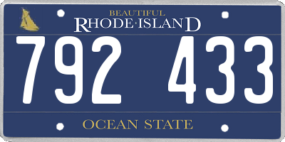 RI license plate 792433