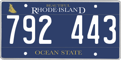 RI license plate 792443