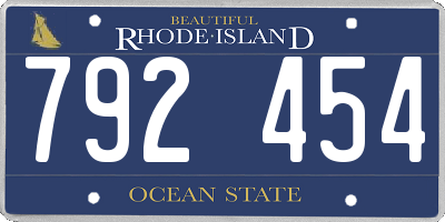 RI license plate 792454