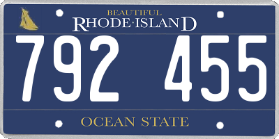 RI license plate 792455
