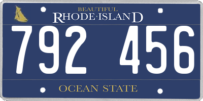 RI license plate 792456