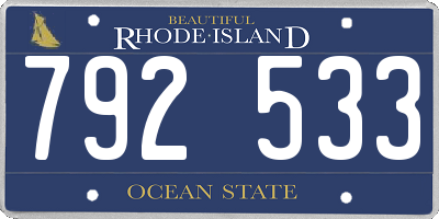 RI license plate 792533