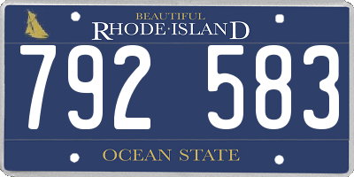RI license plate 792583
