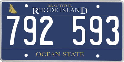 RI license plate 792593