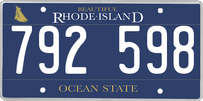 RI license plate 792598