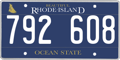 RI license plate 792608