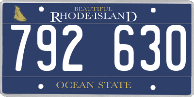 RI license plate 792630