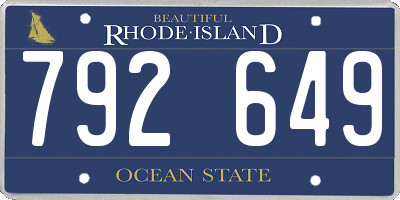 RI license plate 792649