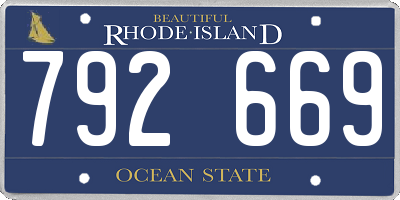 RI license plate 792669