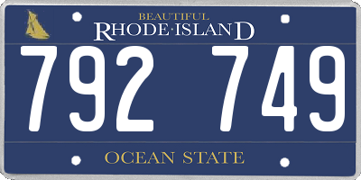 RI license plate 792749