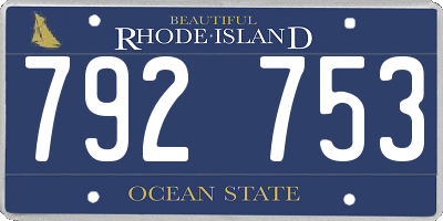 RI license plate 792753