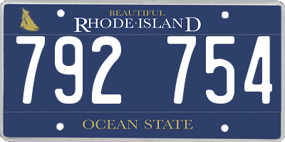 RI license plate 792754