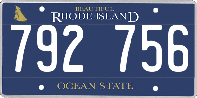 RI license plate 792756
