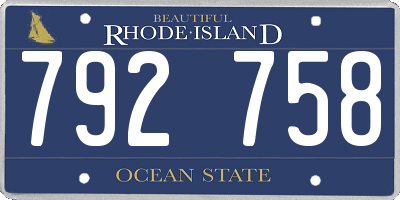 RI license plate 792758