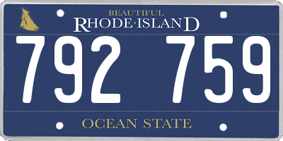 RI license plate 792759