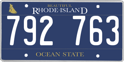 RI license plate 792763