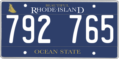 RI license plate 792765
