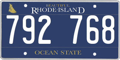 RI license plate 792768