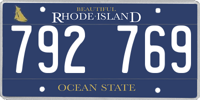 RI license plate 792769